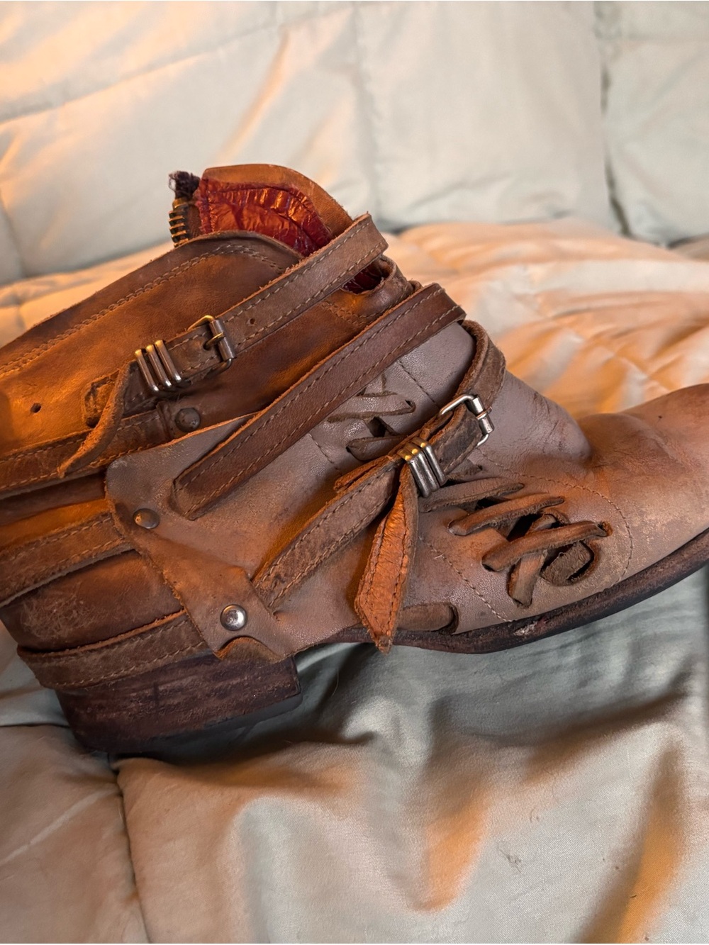 Men's Brown Leather Chukka Boots with Buckle Straps